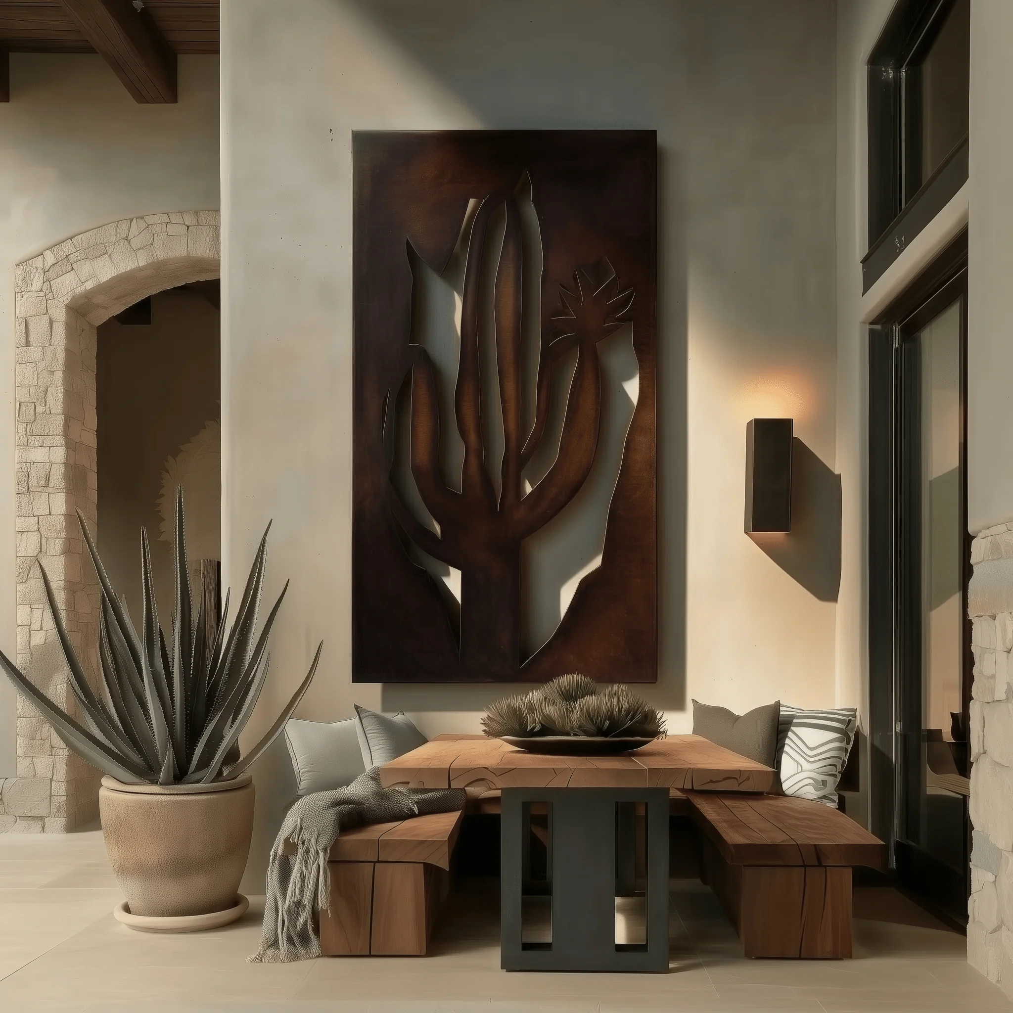 The Arizona Saguaro Cactus Blossom - Metal Wall Art - Umber