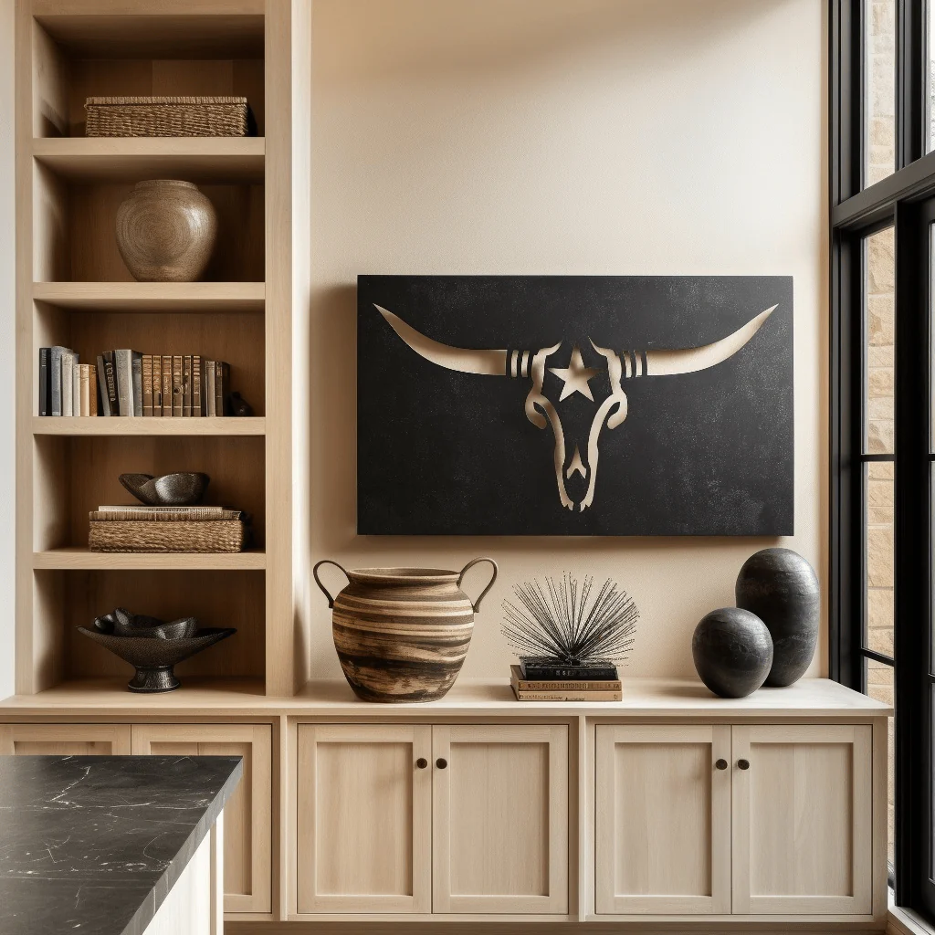 The Black Lone Star Longhorn - Metal Wall Art - Forge - Image 2
