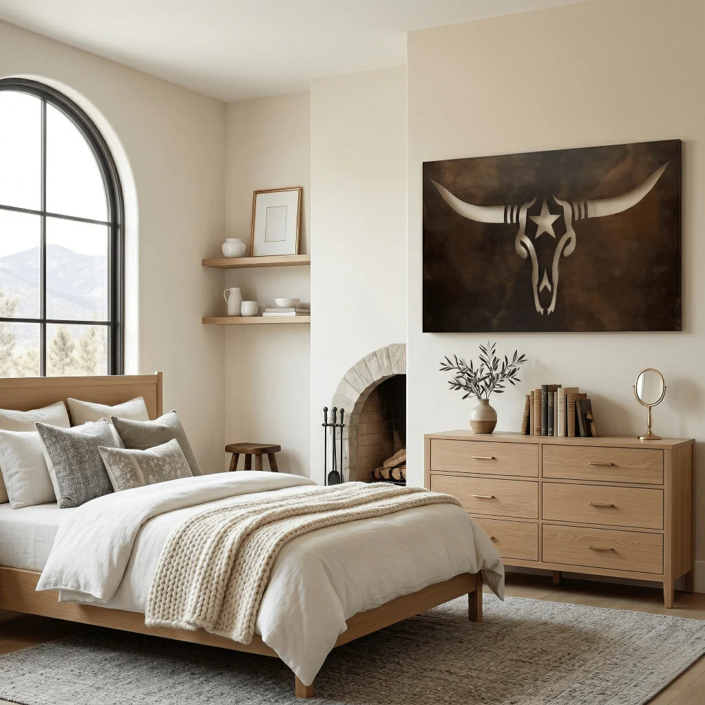 The Black Lone Star Longhorn - Metal Wall Art - Umber