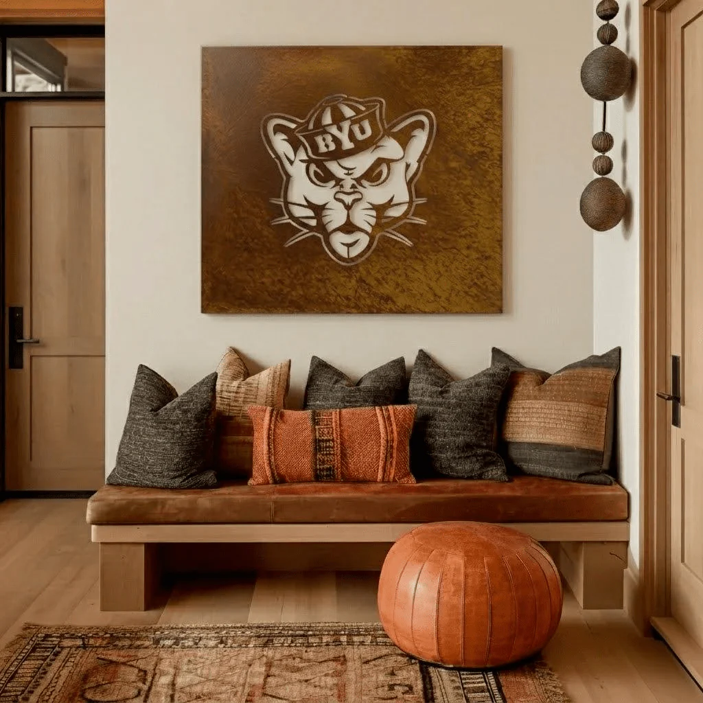 The BYU Cat - Metal Wall Art - Square - Oxide
