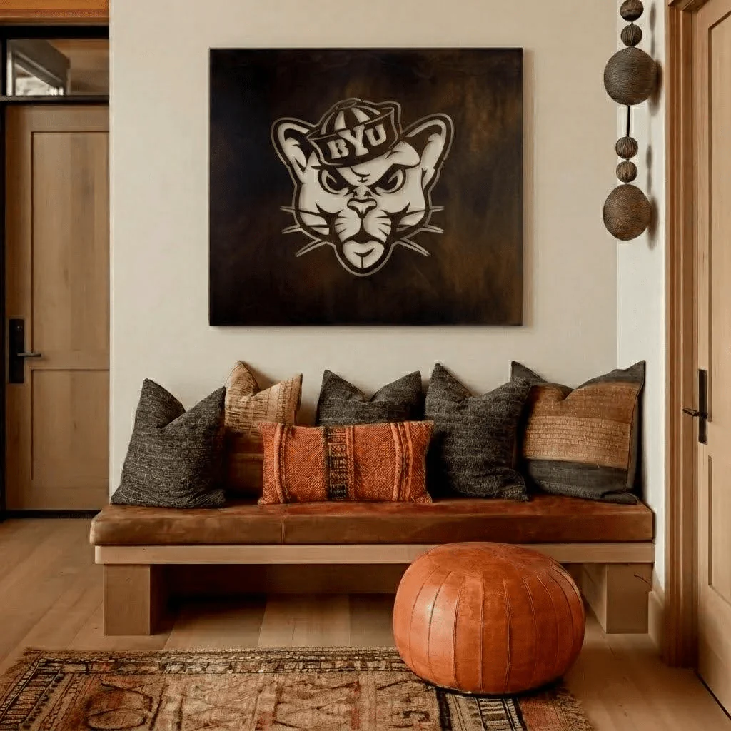 The BYU Cat - Metal Wall Art - Square - Umber