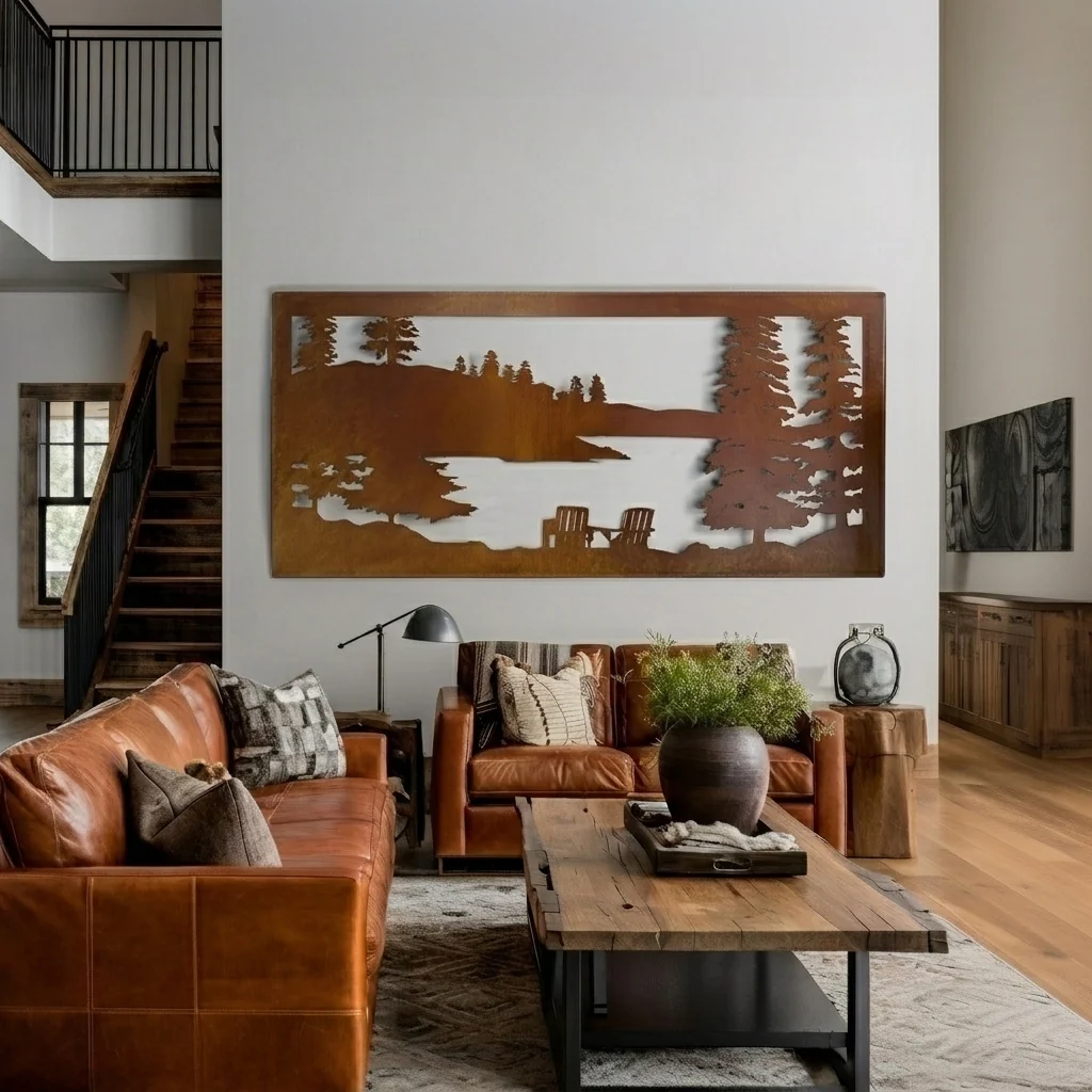 The Chairs On The Lake - Metal Wall Art - Oxide