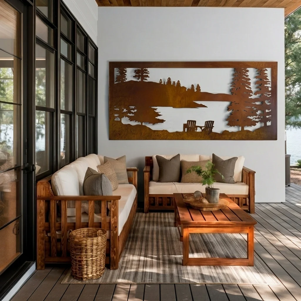 The Chairs On The Lake - Metal Wall Art - Oxide - Image 2
