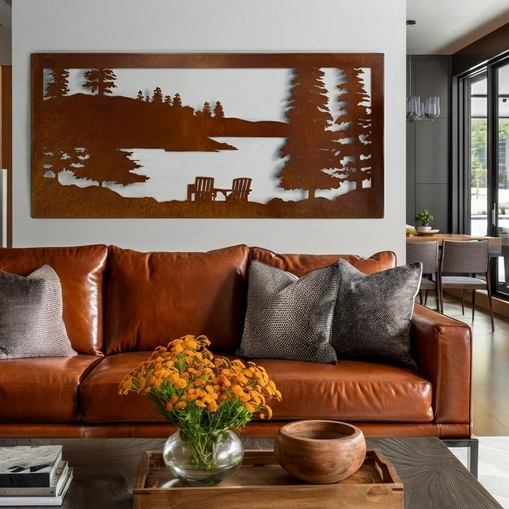 The Chairs On The Lake - Metal Wall Art - Oxide - Image 3
