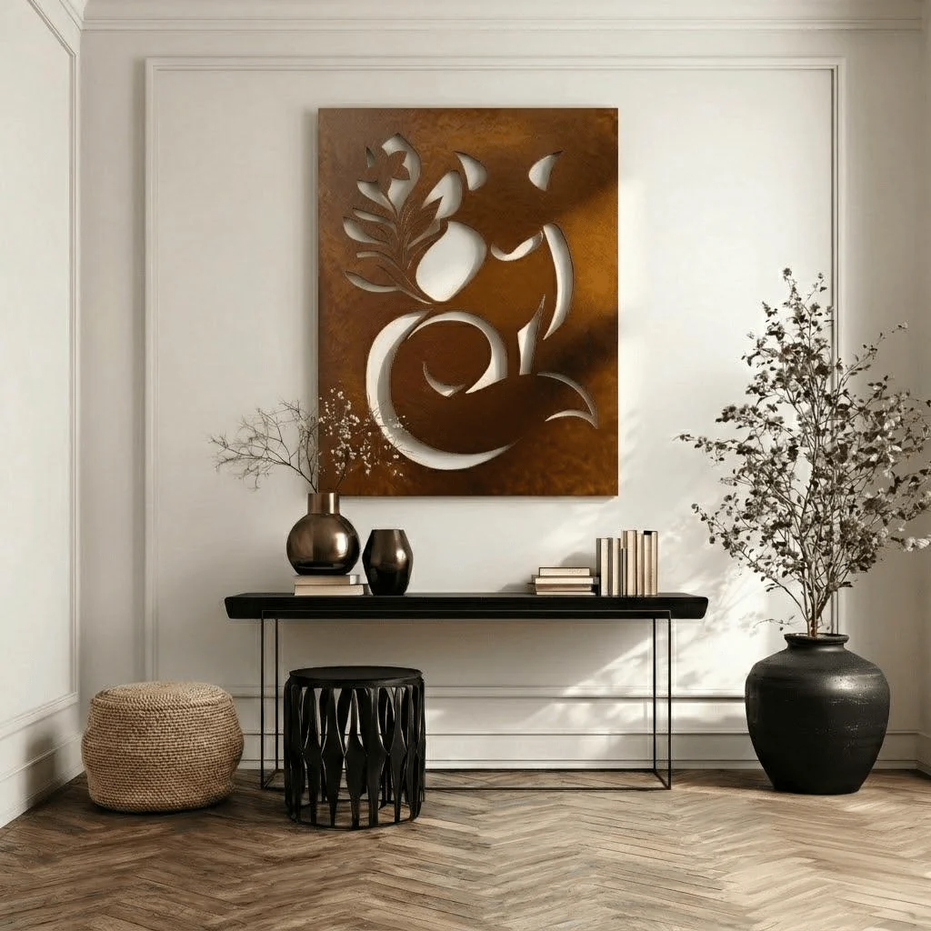 The Floral Fox - Metal Wall Art - Oxide