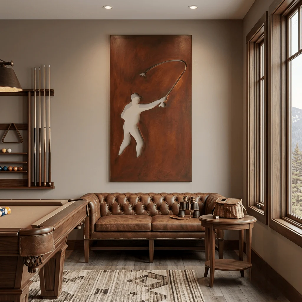 The Fly Angler - Metal Wall Art - Oxide - Image 2