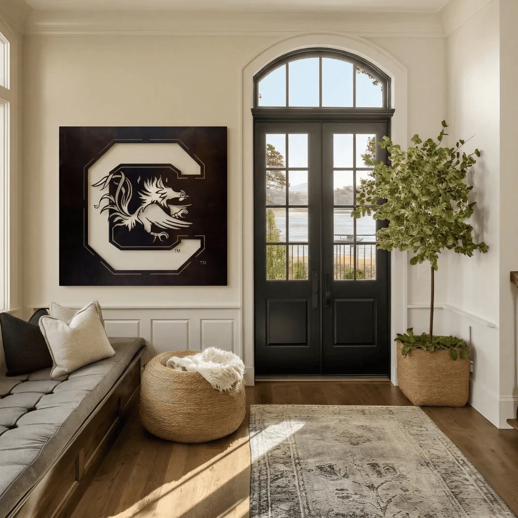The Gamecock C - Metal Wall Art - Square - Umber