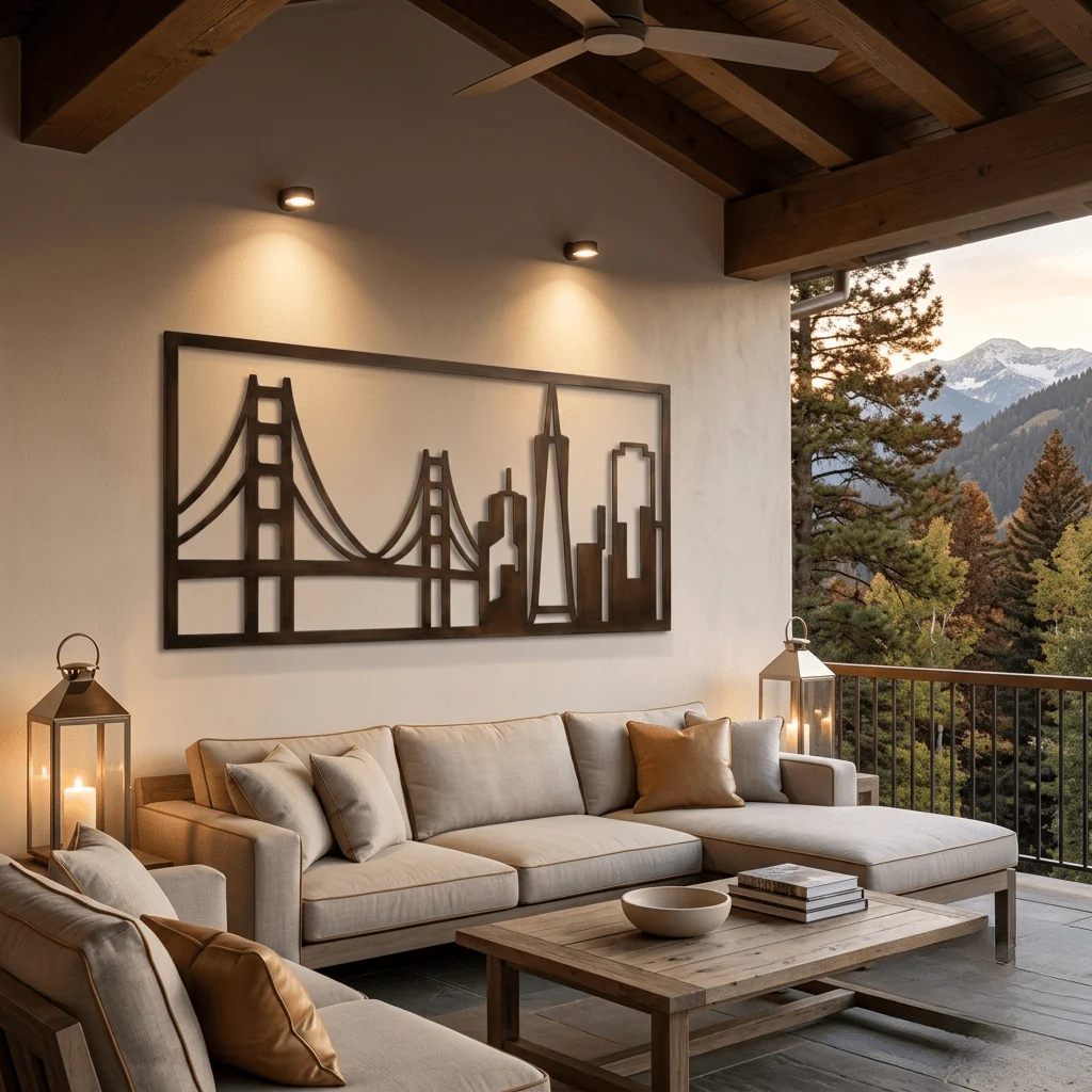 The Golden City Skyline - Metal Wall Art - Umber - Image 3