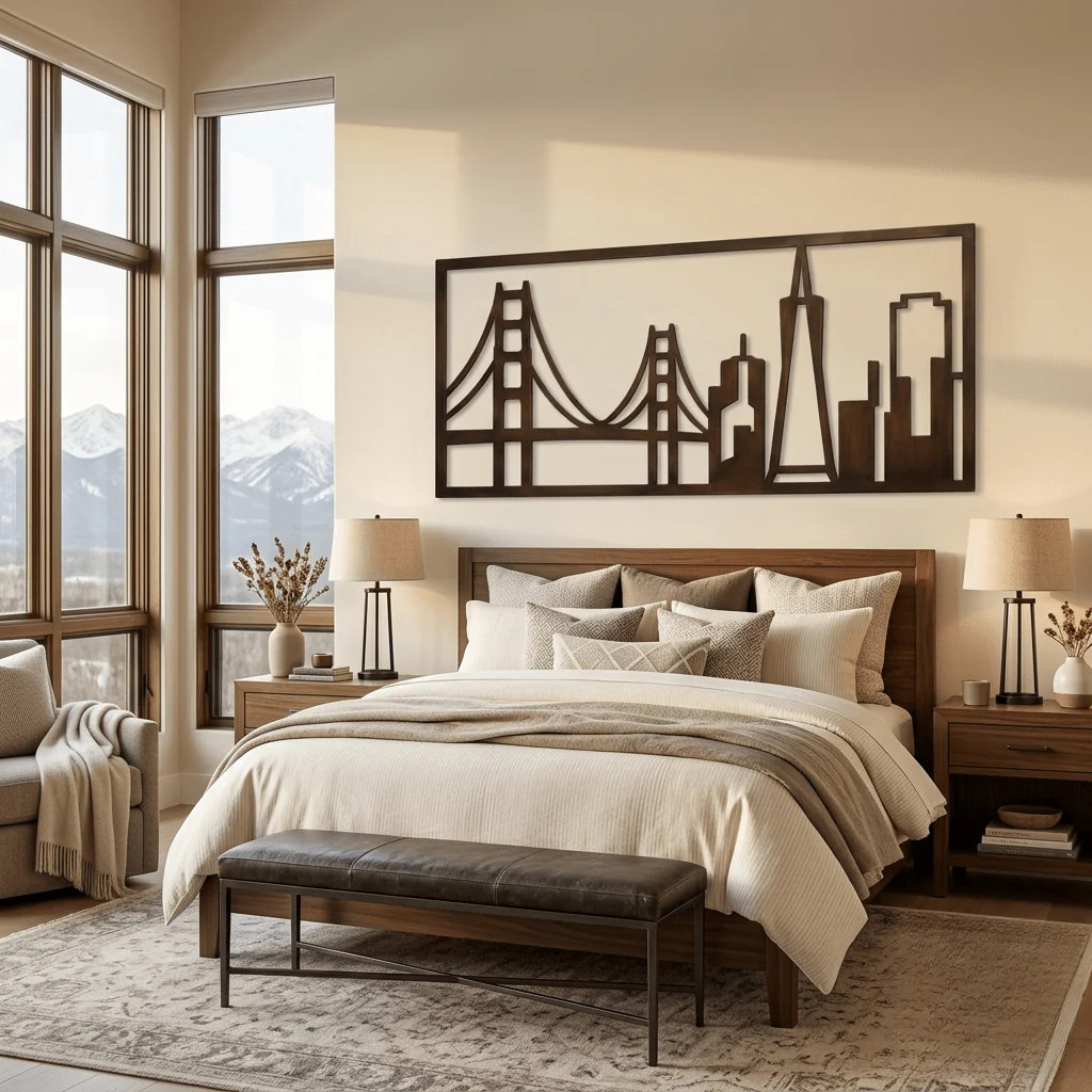 The Golden City Skyline - Metal Wall Art - Umber - Image 4