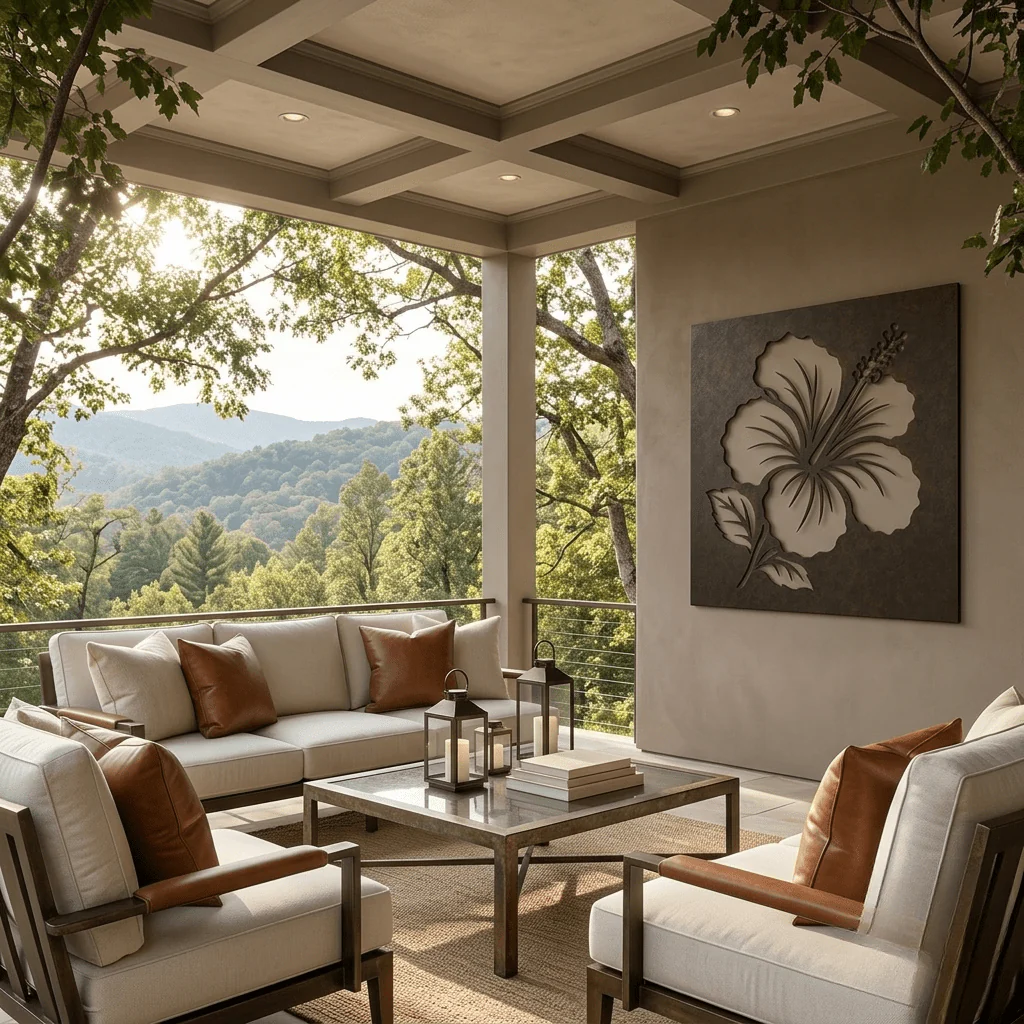 The Hibiscus - Metal Wall Art - Umber