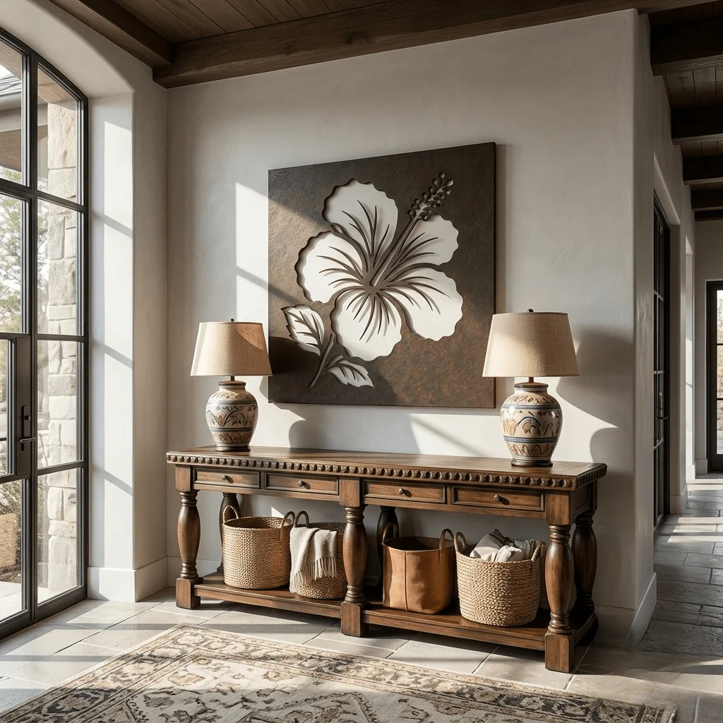 The Hibiscus - Metal Wall Art - Umber - Image 2
