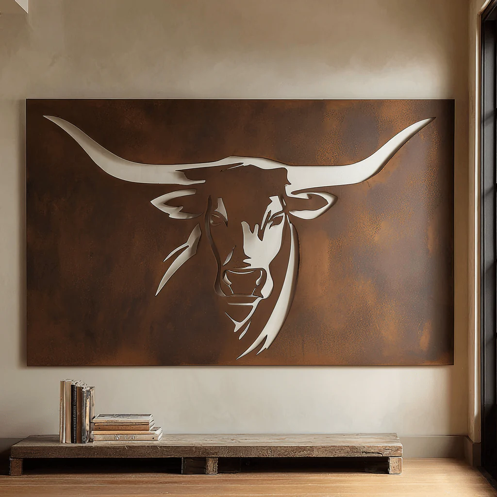 The Longhorn - Metal Wall Art - Umber - Image 4