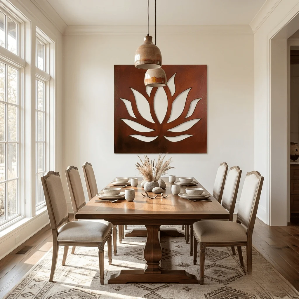 The Lotus - Metal Wall Art - Oxide