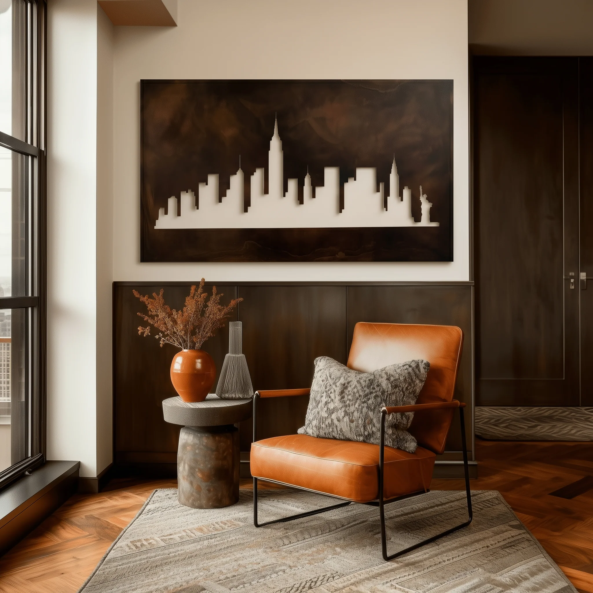 The Manhattan Skyline - Metal Wall Art - Umber - Image 4