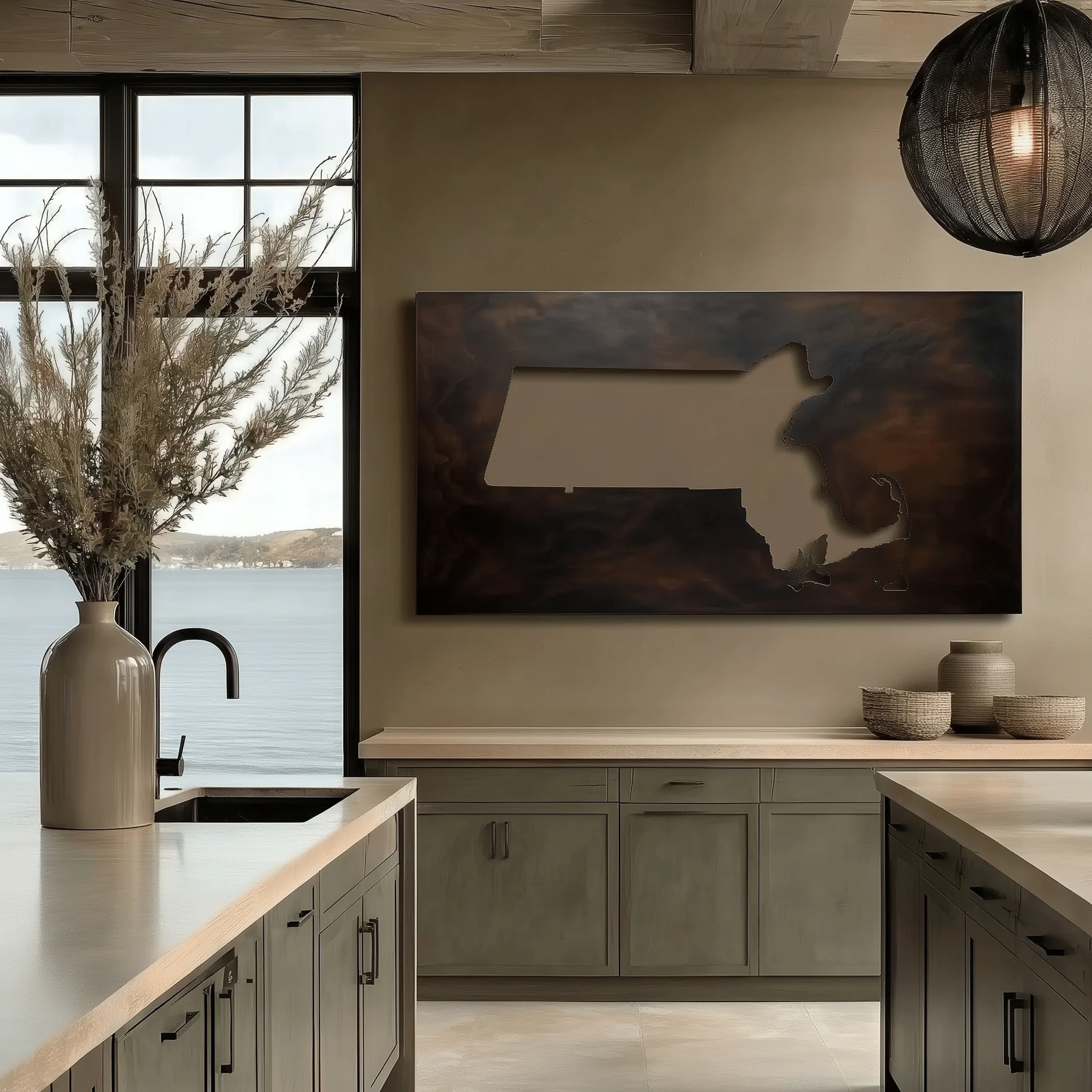 The Massachusetts - Metal Wall Art - Umber