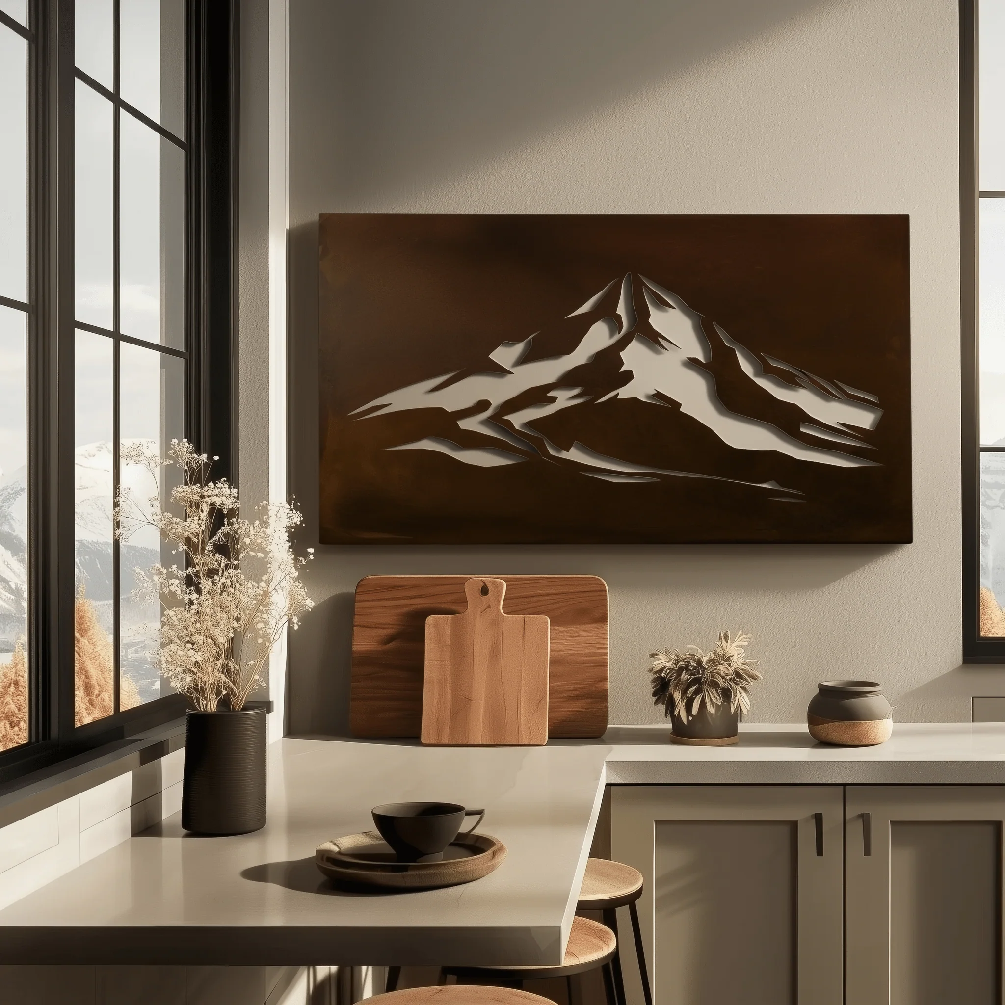 The Mount Bachelor - Metal Wall Art - Umber