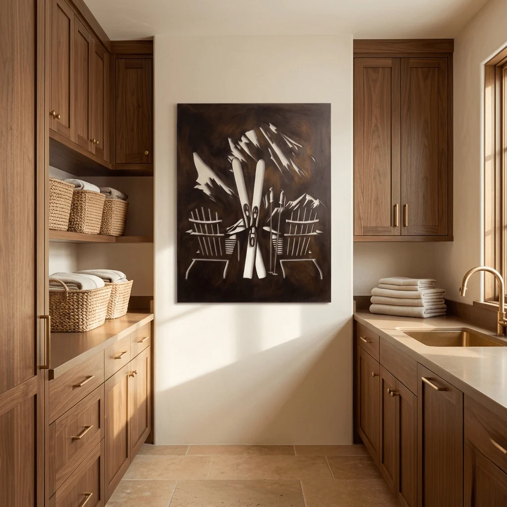 The Mountain Chairs - Metal Wall Art - Umber
