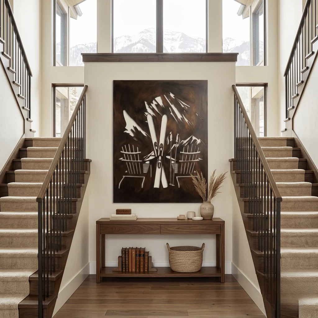 The Mountain Chairs - Metal Wall Art - Umber - Image 2