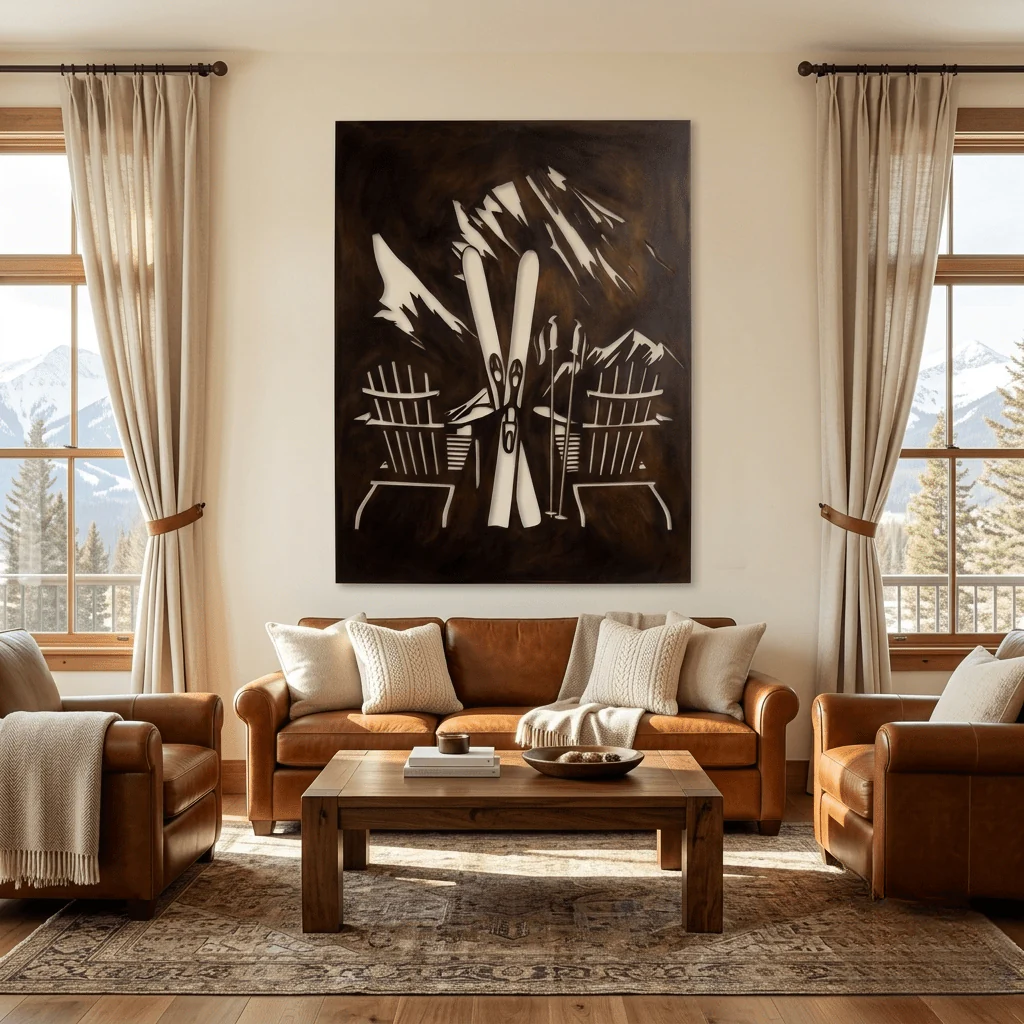 The Mountain Chairs - Metal Wall Art - Umber - Image 3