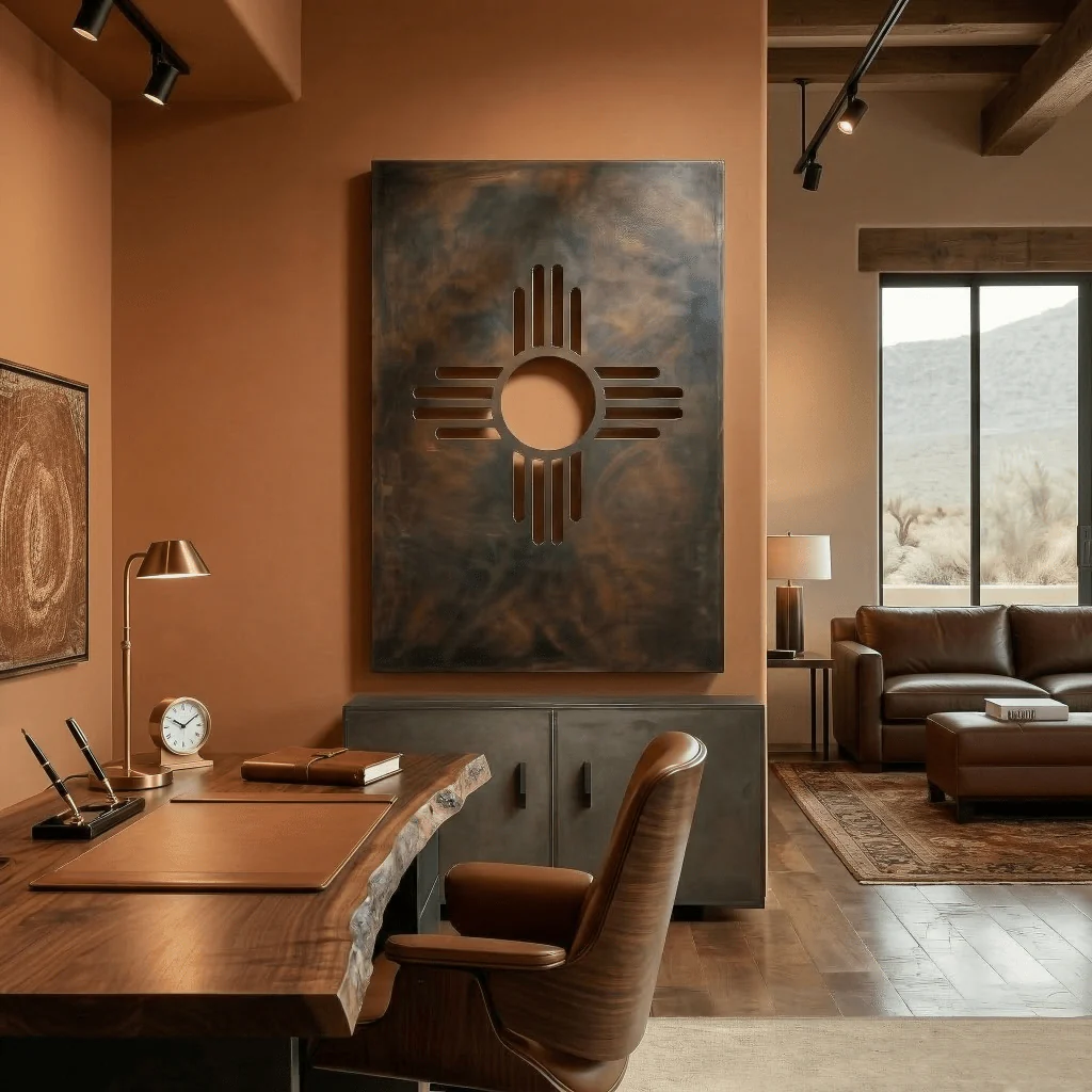 The New Mexico Zia Sun - Metal Wall Art - Umber - Image 2