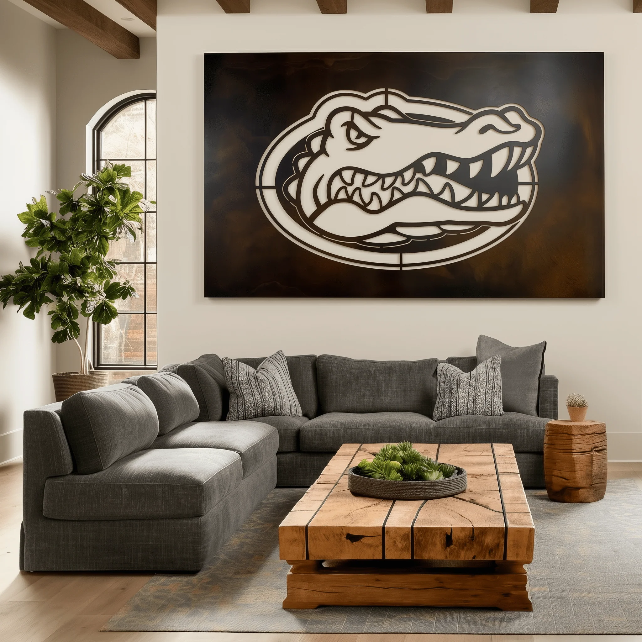 The Oval Gator - Metal Wall Art - Landscape - Umber - Image 2