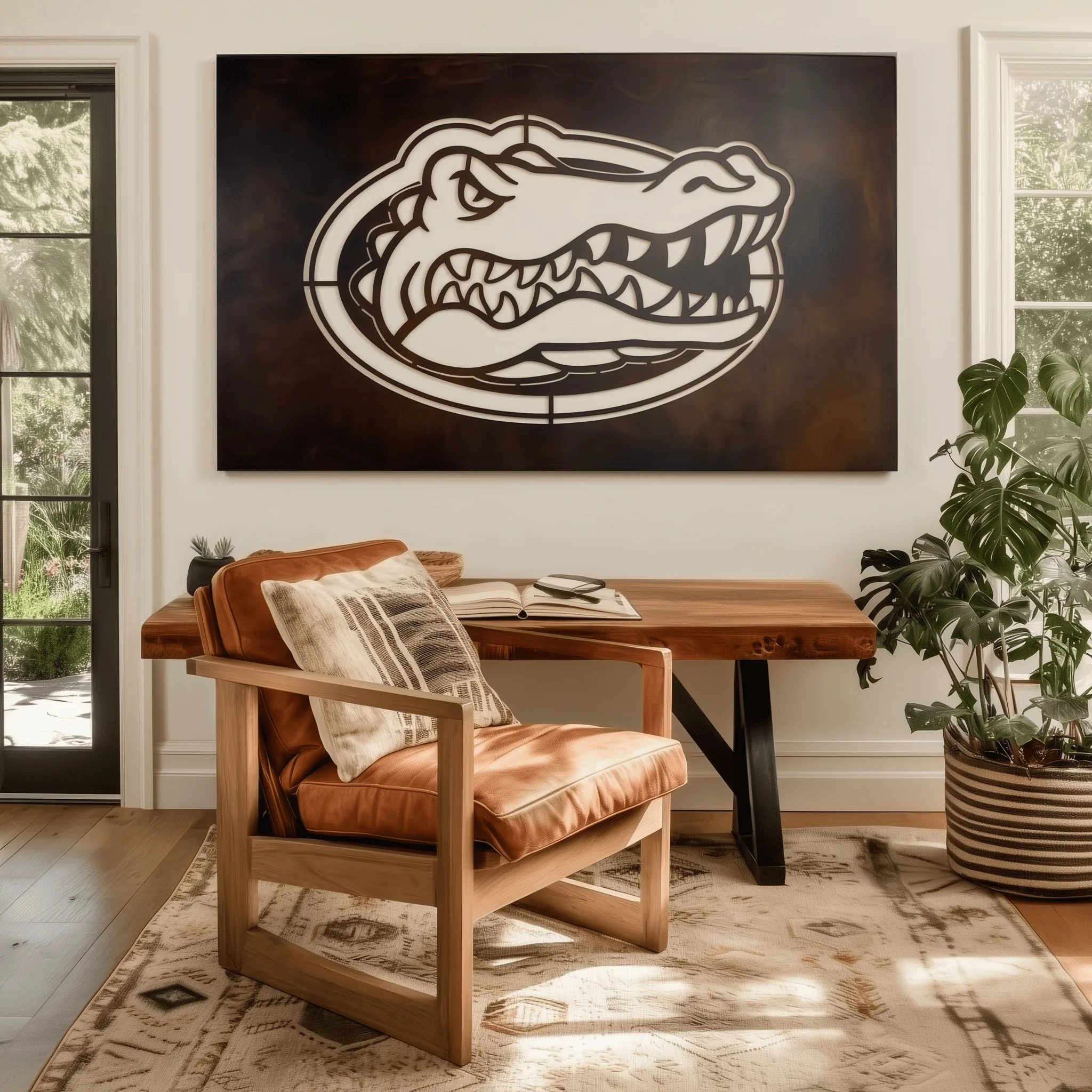 The Oval Gator - Metal Wall Art - Landscape - Umber - Image 3