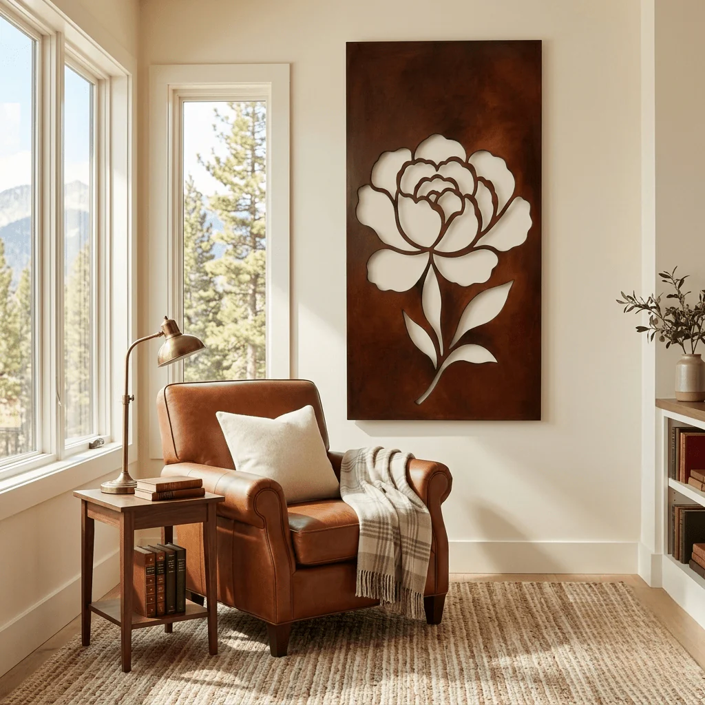 The Peony - Metal Wall Art - Oxide