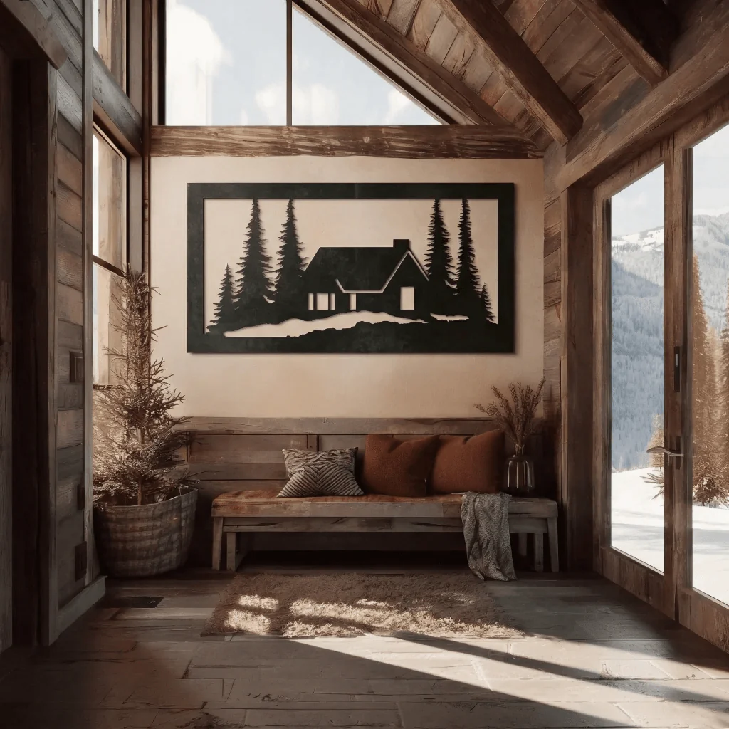 The Snowy Cabin - Metal Wall Art - Forge